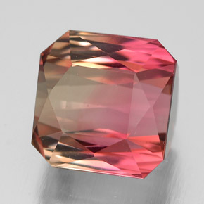 Turmalina bicolor natural 5,26ct, corte esmeralda, VVS-VS