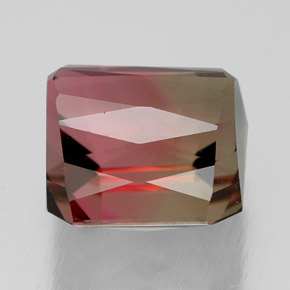 Turmalina bicolor natural 5,26ct, corte esmeralda, VVS-VS