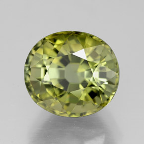 Turmalina amarelo natural 3,86ct, corte oval, VVS-VS