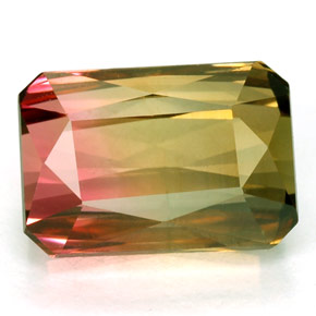 Turmalina multicolorido natural 4,71ct, corte esmeralda, VVS