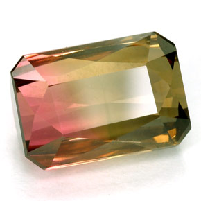 Turmalina multicolorido natural 4,71ct, corte esmeralda, VVS