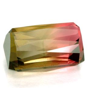 Turmalina multicolorido natural 4,71ct, corte esmeralda, VVS