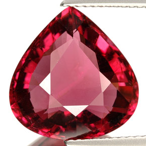 Turmalina vermelho natural 7,68ct, formato de pêra, VVS-VS