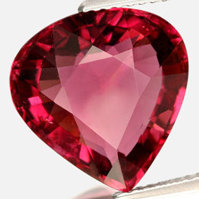 Turmalina vermelho natural 7,68ct, formato de pêra, VVS-VS