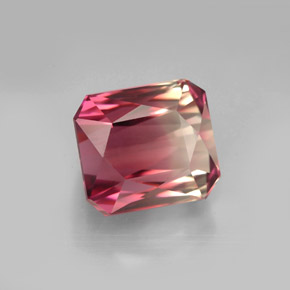 Turmalina bicolor natural 7,48ct, corte esmeralda, VVS