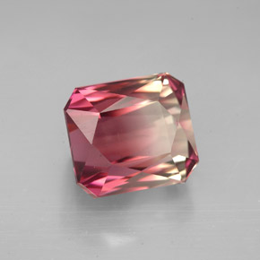 Turmalina bicolor natural 7,48ct, corte esmeralda, VVS