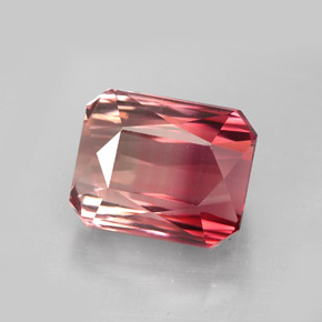 Turmalina bicolor natural 8,43ct, corte esmeralda, VVS