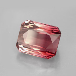 Turmalina bicolor natural 8,43ct, corte esmeralda, VVS
