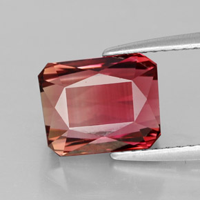 Turmalina bicolor natural 3,90ct, corte esmeralda, VVS