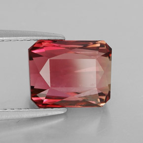 Turmalina bicolor natural 3,90ct, corte esmeralda, VVS