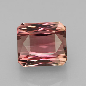 Turmalina bicolor natural 7,42ct, corte esmeralda, VVS-VS
