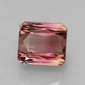 Turmalina bicolor natural 7,42ct, corte esmeralda, VVS-VS