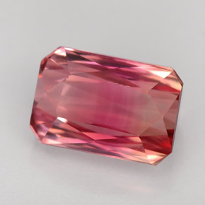 Turmalina bicolor natural 3,66ct, corte esmeralda, VVS-VS