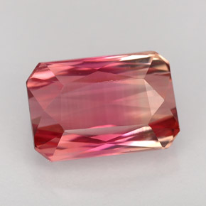 Turmalina bicolor natural 3,66ct, corte esmeralda, VVS-VS