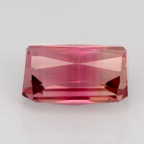 Turmalina bicolor natural 3,66ct, corte esmeralda, VVS-VS