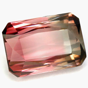 Turmalina multicolorido natural 5,46ct, corte esmeralda, VVS