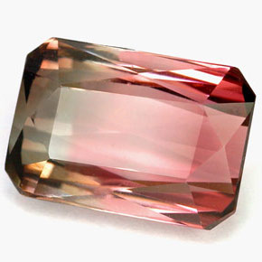 Turmalina multicolorido natural 5,46ct, corte esmeralda, VVS