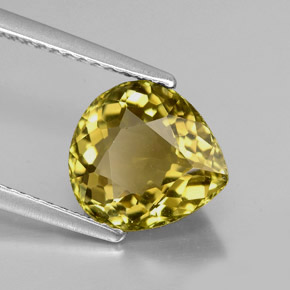 Turmalina amarelo natural 2,59ct, formato de pêra, IF