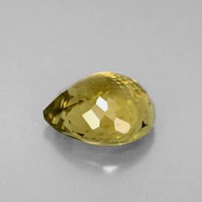 Turmalina amarelo natural 2,59ct, formato de pêra, IF
