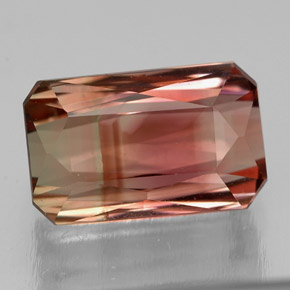 Turmalina bicolor natural 3,98ct, corte esmeralda, VVS