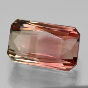 Turmalina bicolor natural 3,98ct, corte esmeralda, VVS