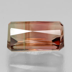 Turmalina bicolor natural 3,98ct, corte esmeralda, VVS
