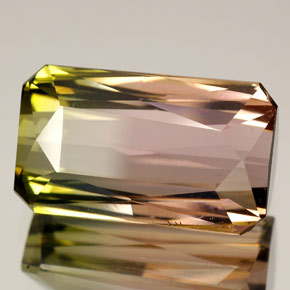 Turmalina multicolorido natural 11,84ct, corte esmeralda, VVS