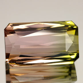 Turmalina multicolorido natural 11,84ct, corte esmeralda, VVS