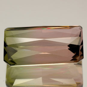 Turmalina multicolorido natural 11,84ct, corte esmeralda, VVS