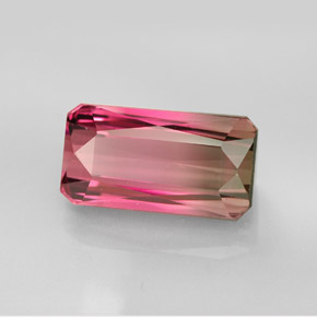 Turmalina bicolor natural 6,44ct, corte esmeralda, VVS