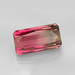 Turmalina bicolor natural 6,44ct, corte esmeralda, VVS