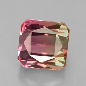 Turmalina bicolor natural 7,51ct, corte esmeralda, VS