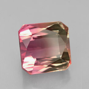 Turmalina bicolor natural 7,51ct, corte esmeralda, VS