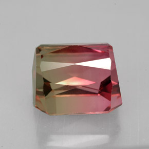 Turmalina bicolor natural 7,51ct, corte esmeralda, VS