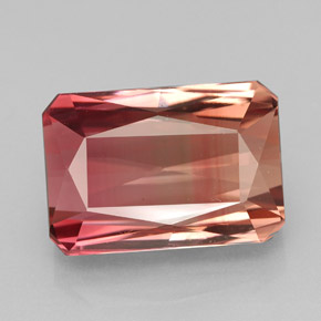 Turmalina bicolor natural 8,91ct, corte esmeralda, VVS