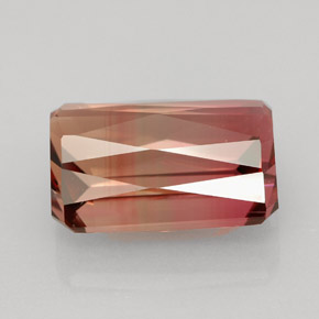 Turmalina bicolor natural 8,91ct, corte esmeralda, VVS