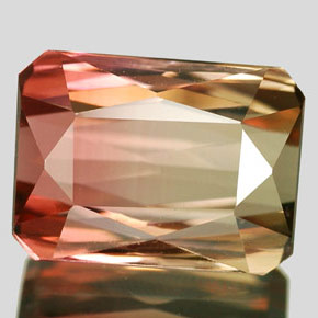 Turmalina multicolorido natural 4,65ct, corte esmeralda, VVS