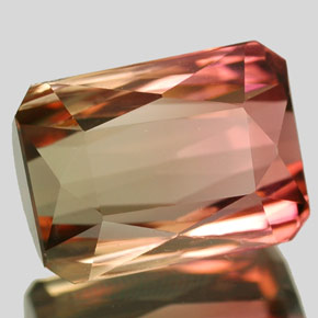 Turmalina multicolorido natural 4,65ct, corte esmeralda, VVS