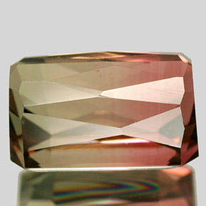 Turmalina multicolorido natural 4,65ct, corte esmeralda, VVS