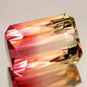 Turmalina multicolorido natural 9,35ct, corte esmeralda, VVS-VS