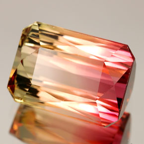 Turmalina multicolorido natural 9,35ct, corte esmeralda, VVS-VS