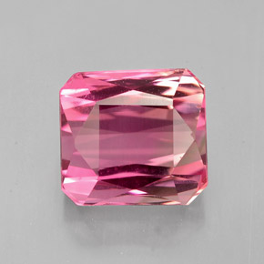 Turmalina rosa natural 3,95ct, corte esmeralda, VVS-VS