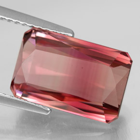 Turmalina bicolor natural 6,72ct, corte esmeralda, VVS