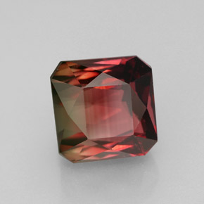 Turmalina bicolor natural 5,28ct, corte esmeralda, IF