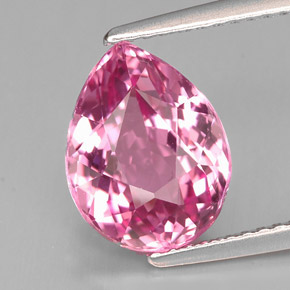 Turmalina rosa natural 3,39ct, formato de pêra, VVS