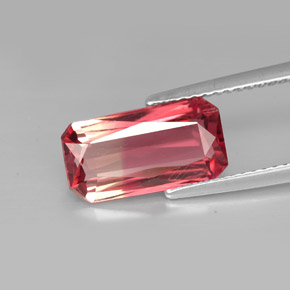 Turmalina bicolor natural 3,09ct, corte esmeralda, VVS-VS