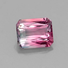 Turmalina multicolorido natural 1,71ct, corte esmeralda, VS