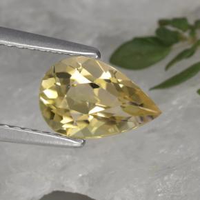 Turmalina amarelo natural 1,44ct, formato de pêra, VVS-VS