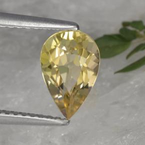 Turmalina amarelo natural 1,44ct, formato de pêra, VVS-VS