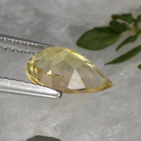 Turmalina amarelo natural 1,44ct, formato de pêra, VVS-VS